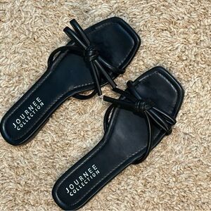 Journee Collection Black Knotted Sandals